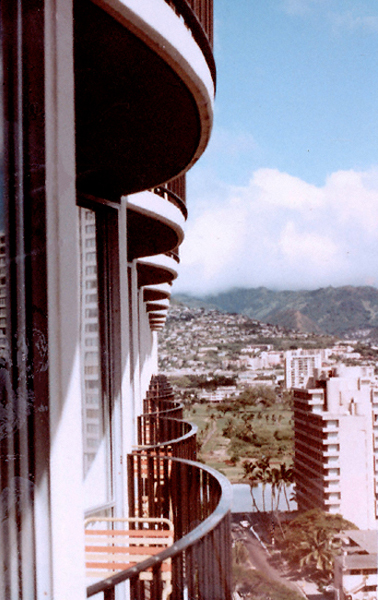 Hotel balconies, Oahu, Hawaii